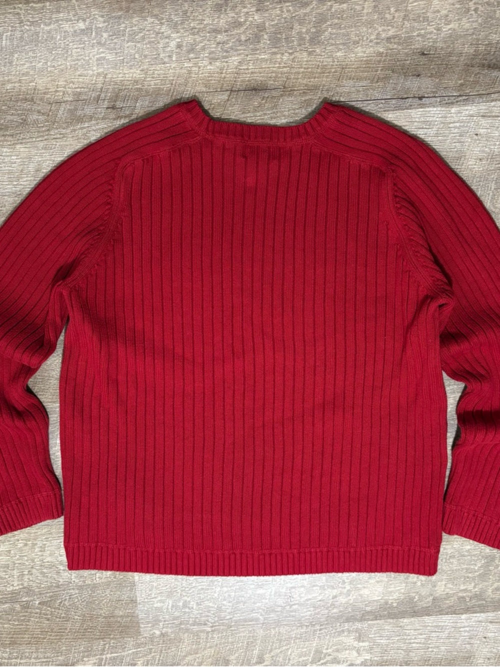 Polo Ralph Lauren Ribbed Knit Sweater Men's XL Red Cotton 90's Y2K Casual - Picture 2 of 8